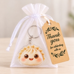 Dumpling Keychain in Organza Bag w/Thank you Tag